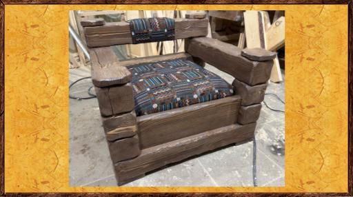 Кресло под старину из массива сосны и ткани Мудрец l